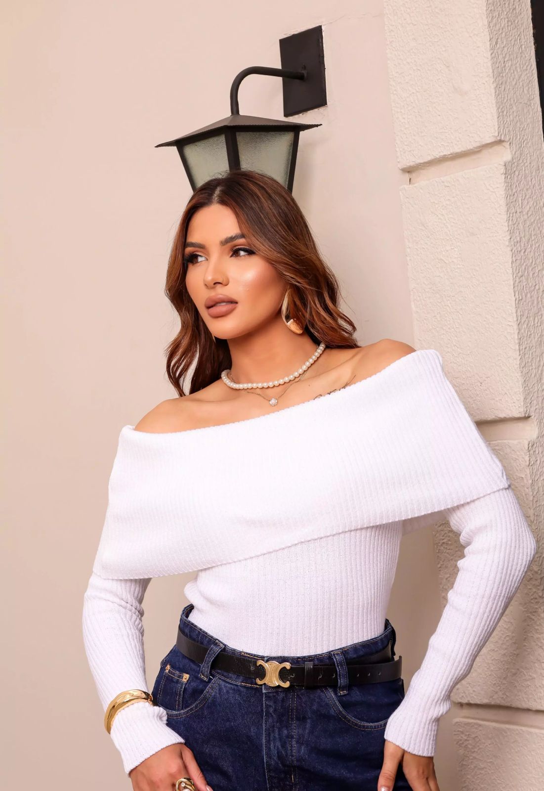 Blusa Ombro a Ombro em Tricô