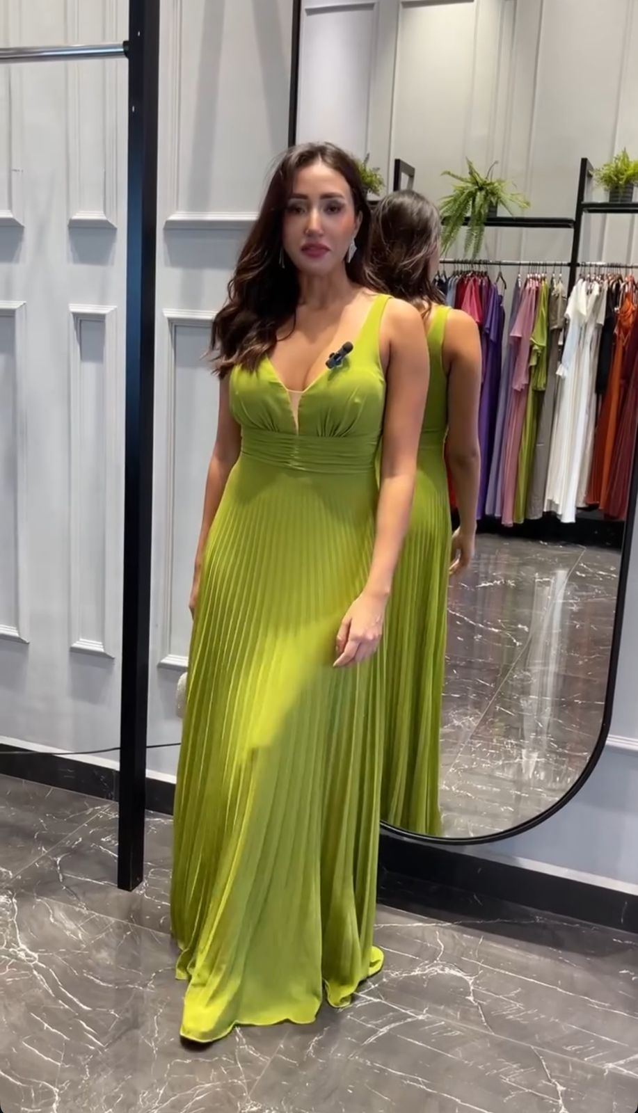 VESTIDO DE FESTA CHIFFON PLISSADO BIANCA