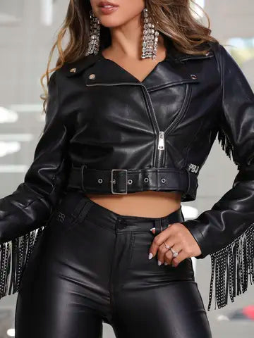 JAQUETA CONCEITO PRETA COM FRANJAS E ACABAMENTO PREMIUM PIT BULL JEANS