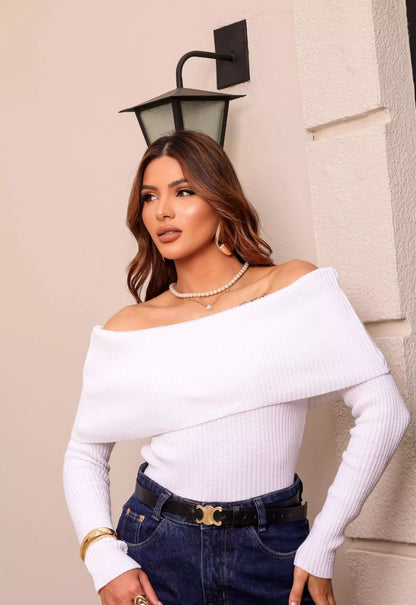 Blusa Ombro a Ombro em Tricô