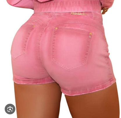 Short saia Jeans Rosa Pitbull