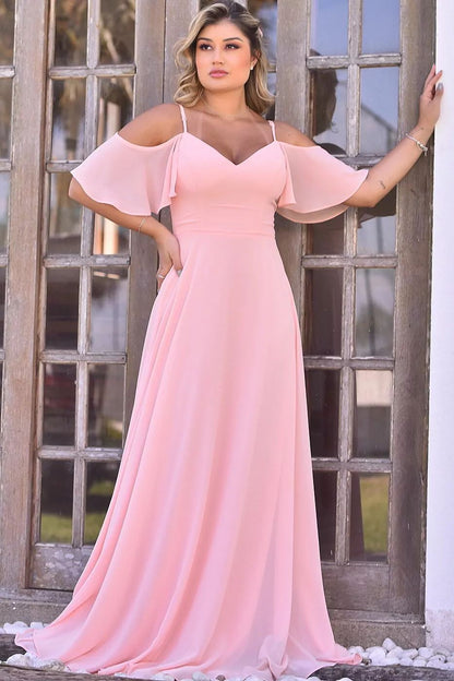 VESTIDO ESTELA CHIFFON OMBRO ABERTO
