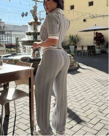 CONJUNTO VERSÁTIL CALÇA E BLUSA COM DETALHES NO CÓS