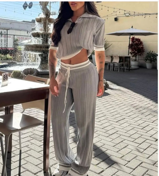 CONJUNTO VERSÁTIL CALÇA E BLUSA COM DETALHES NO CÓS