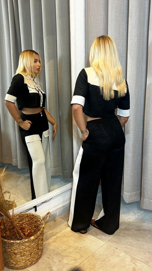 CONJUNTO GEORGIA CALÇA E BLUSA EM TRICOT DE VERÃO