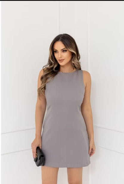 VESTIDO YASMIN CURTO COM BOLSOS EM ALFAIATARIA