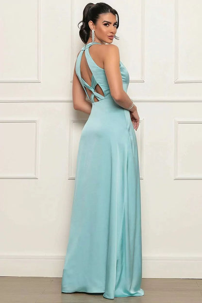 VESTIDO NATALIA SATIN FENDA