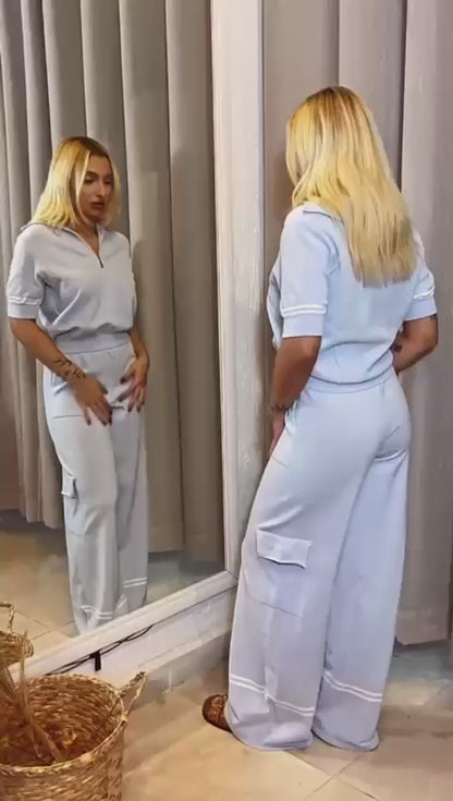 CONJUNTO MARTA - CALÇA E BLUSA EM TRICOT DE VERÃO