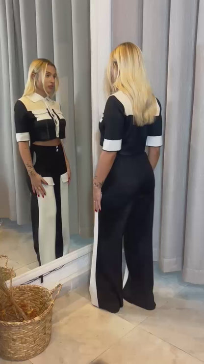 CONJUNTO GEORGIA CALÇA E BLUSA EM TRICOT DE VERÃO