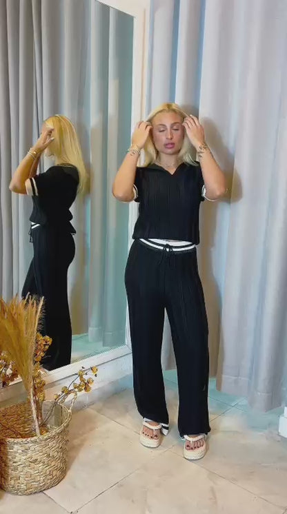 CONJUNTO VERSÁTIL CALÇA E BLUSA COM DETALHES NO CÓS
