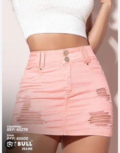 Saia Jeans Rosa Pitbull